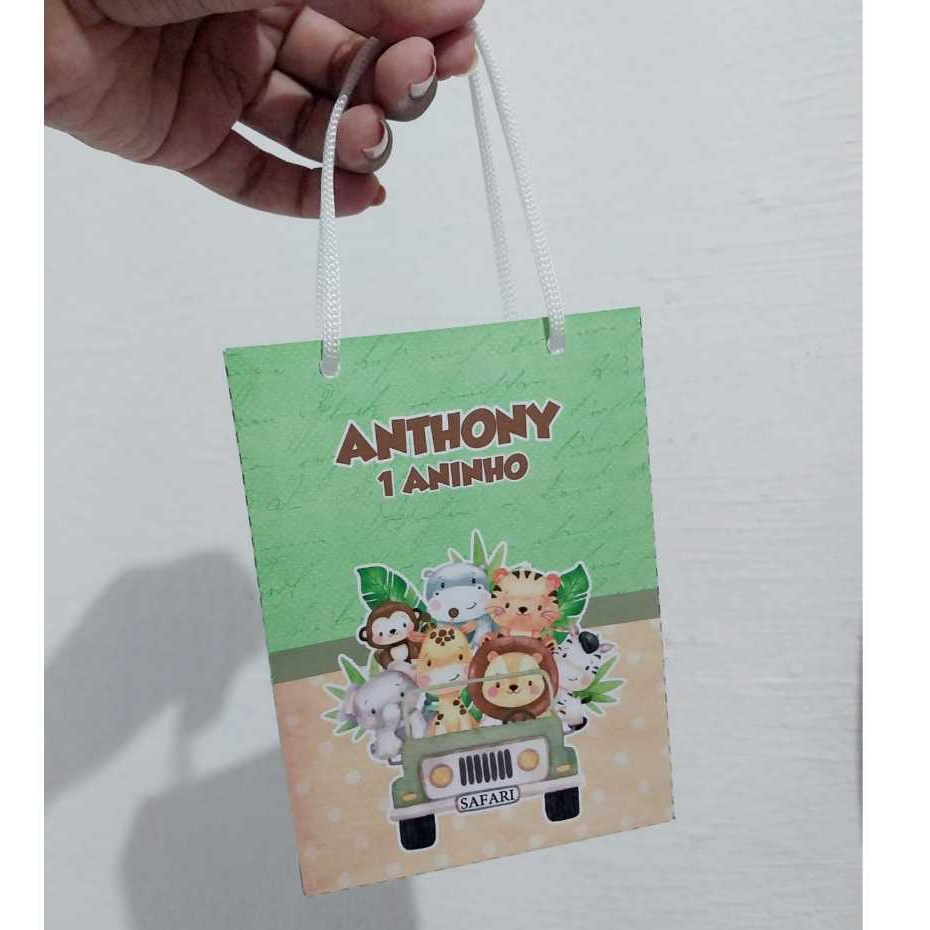 Sacolinha Safari - Lembrancinha - Aniversário - Sacolas Personalizadas - Papelaria Personalizada