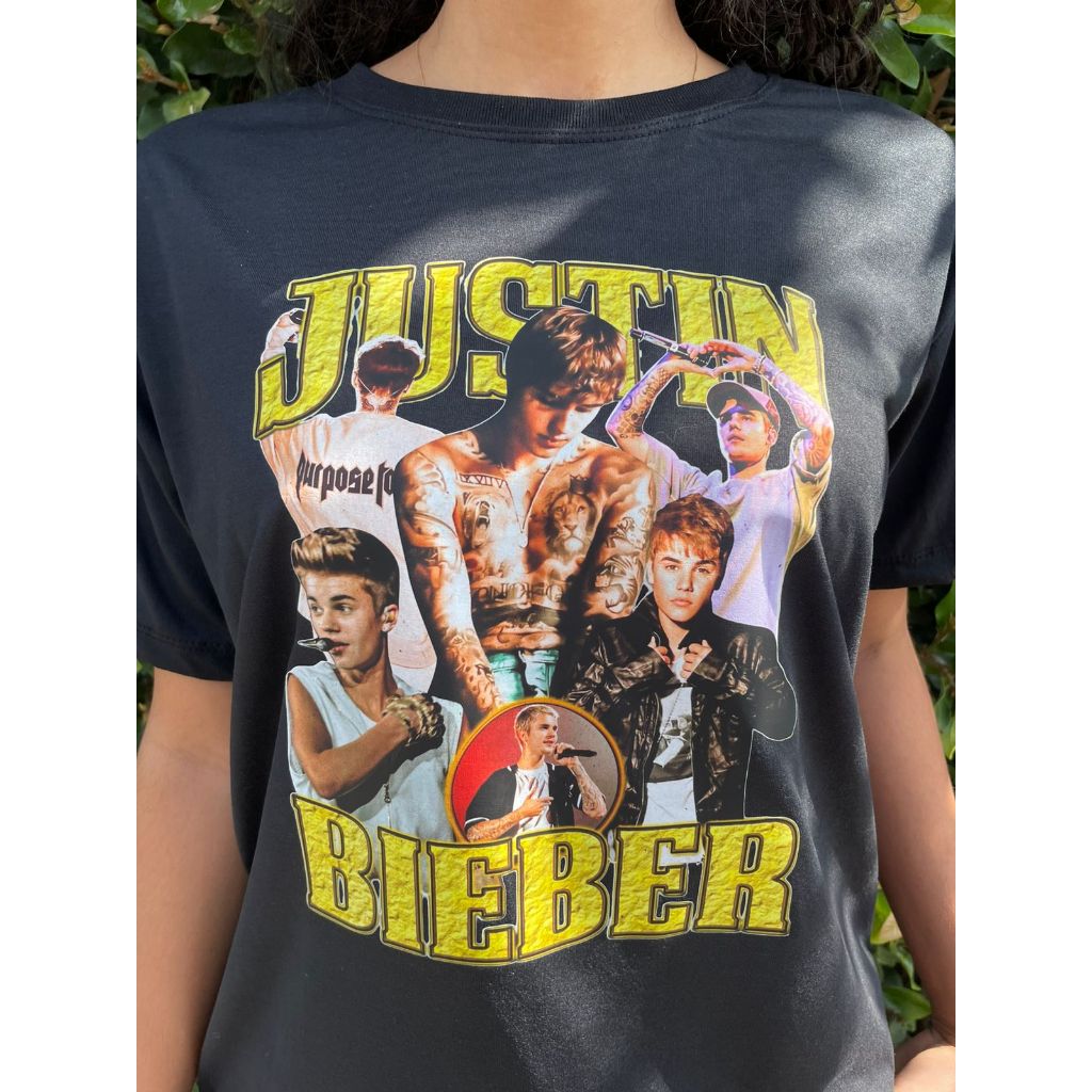 Camiseta Justin Bieber Estampada Fotos Beliebers Hailey Bieber Camiseta Unissex Confortável Moda Swag