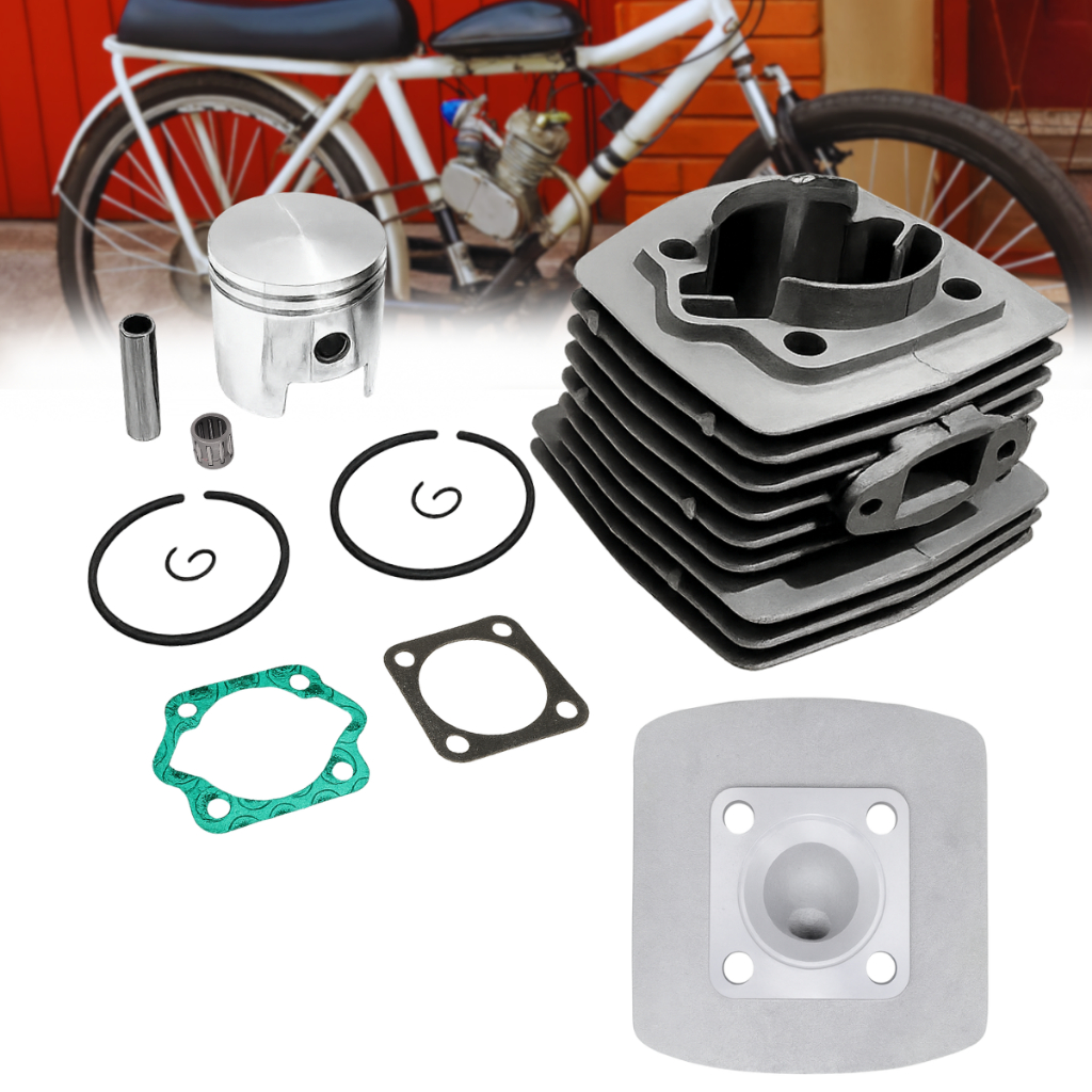 Cilindro completo pistão + Cabeçote vela inclinada bike motorizada 80 cilindrada