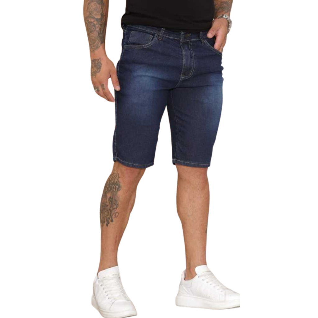 Bermuda Jeans Masculina Tecido Flexivel Elastano Envio Imediato