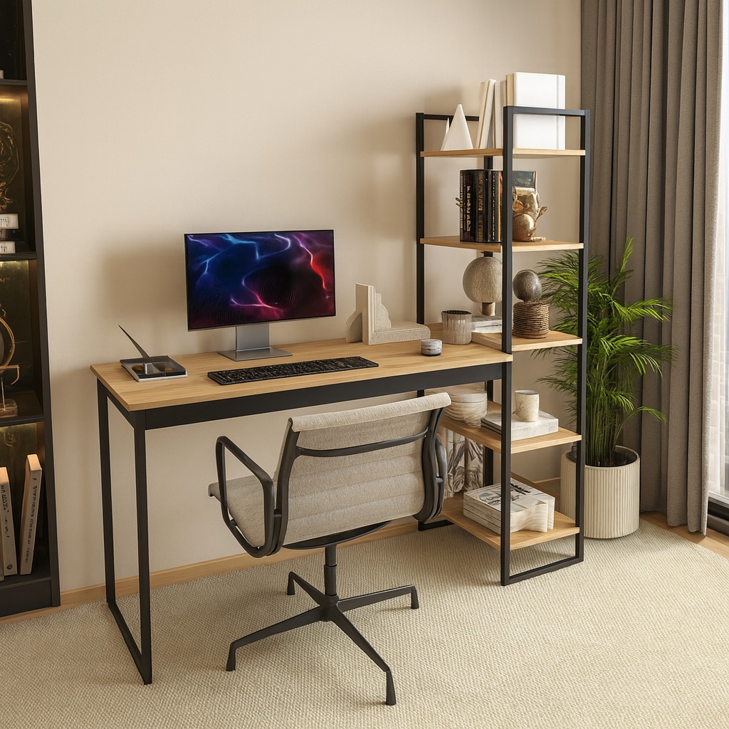 Escrivaninha Athenas Shoop Mesa Escritório Home Office Lâmina com Preto