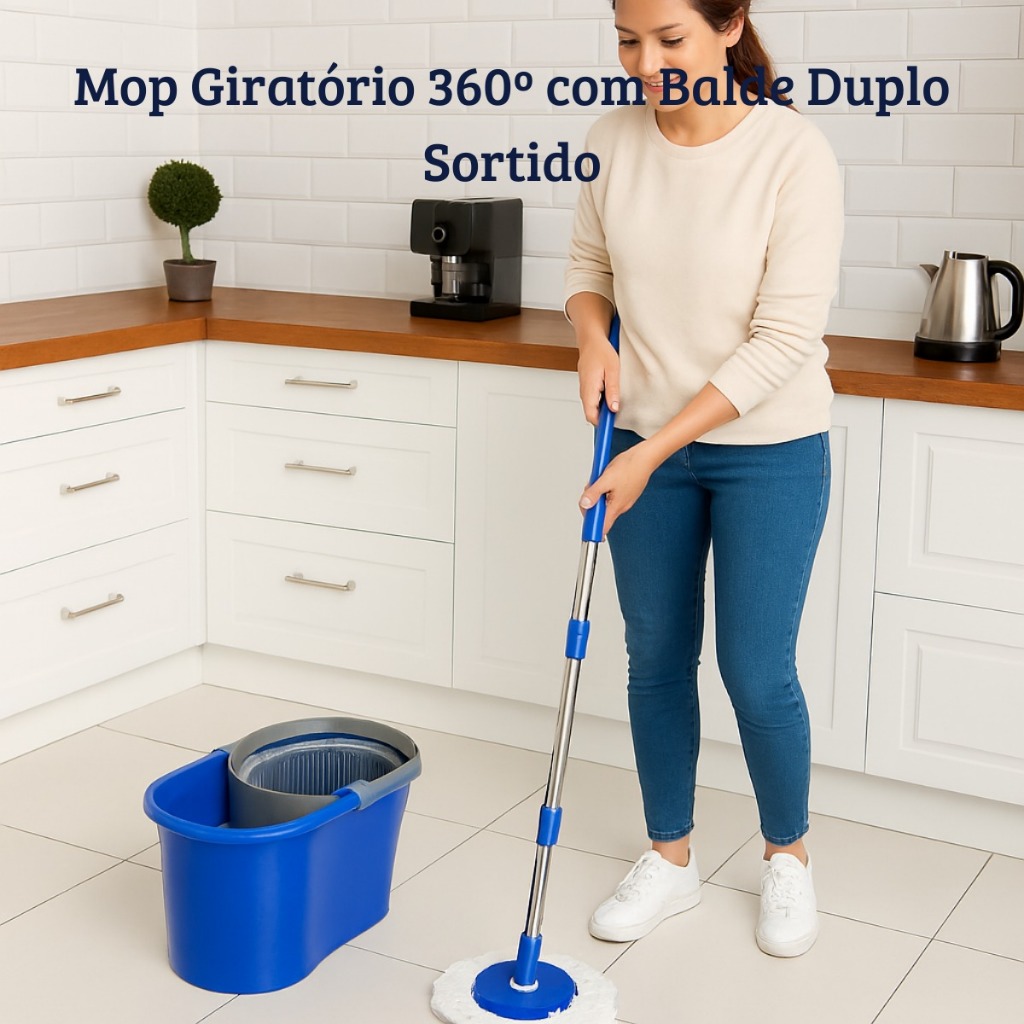 Balde Mop Limpeza 360 Giratorio Inox Esfregão Quality Mop Triangulo Giratorio Clean Tech ORIGINAL