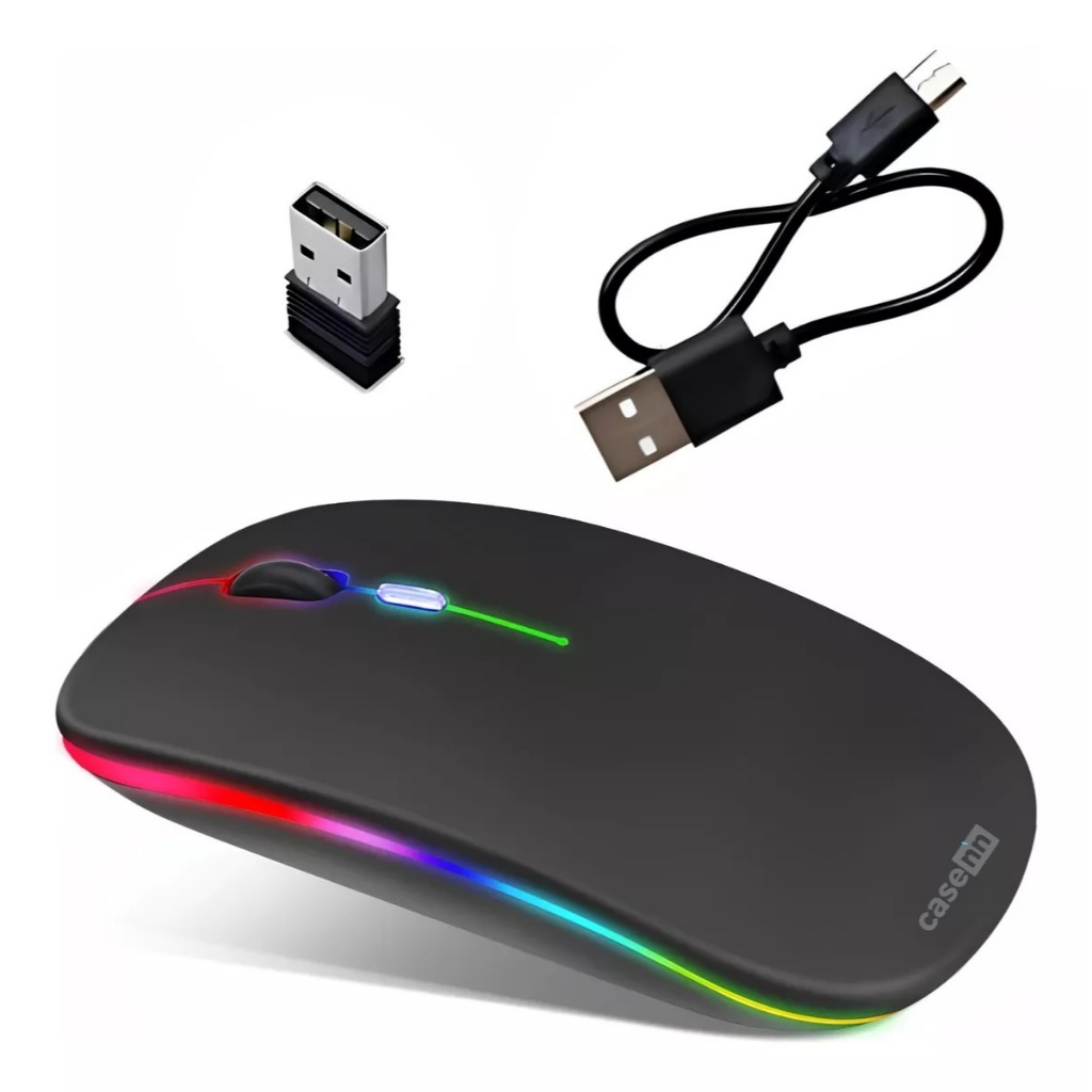 Mouse Sem Fio Recarregável Wireless Optico LED Rgb 2.4ghz Bluetooth Ergonômico Sem Fio Pc Desktop Notebook Tablet