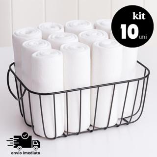 Kit 10 Panos de Prato Branco Liso 100% Algodão Pé De Galinha Alta Absorção Costura Reforçada Cozinha em Oferta na Shopee