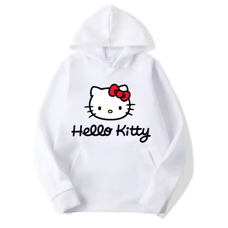 Moletom Canguru Algodão Feminino Premium Com Capuz Bolso Estampa Hello Kitty Casual Inverno