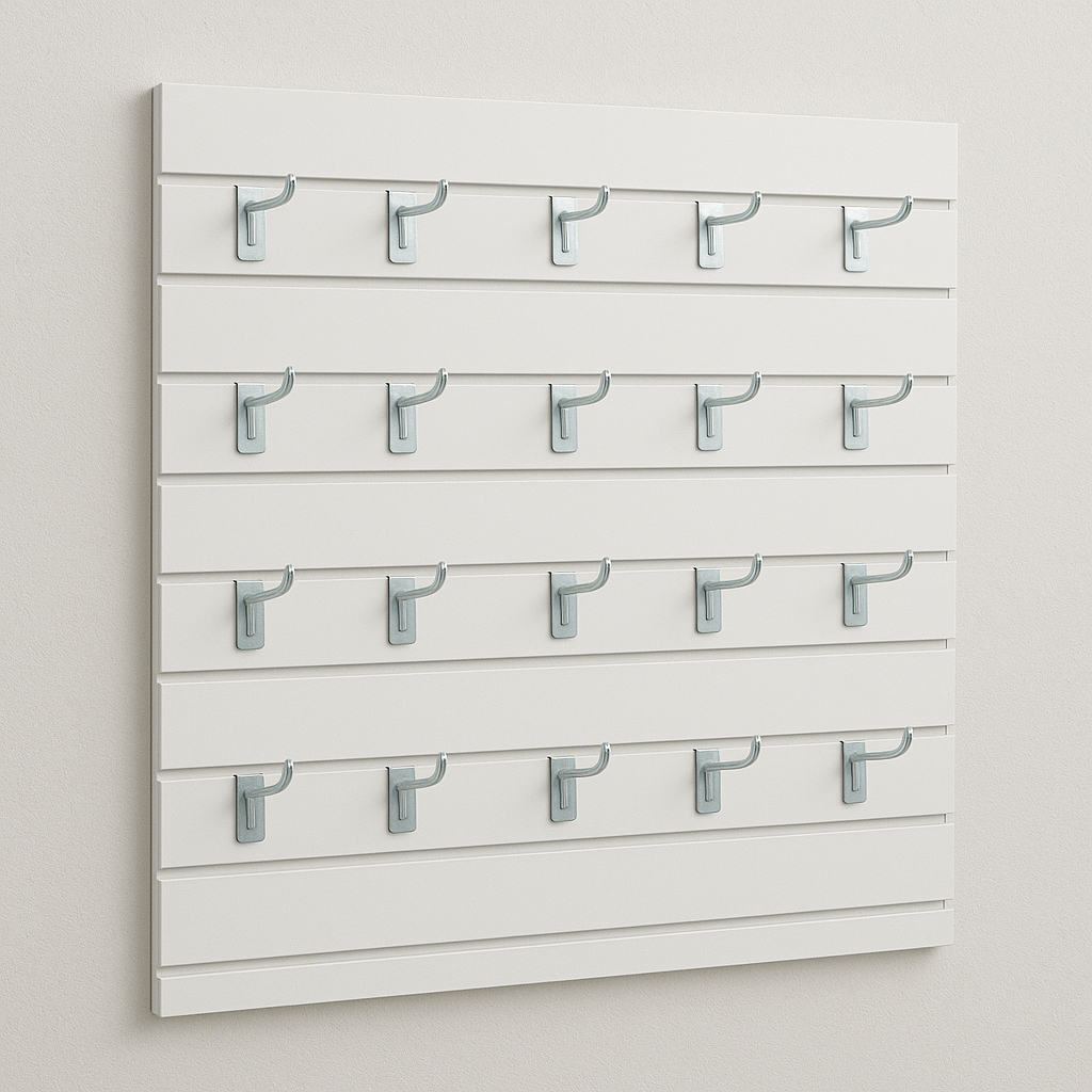 Kit Painel Canaletado 0,60x0,60 CM Branco + 10 Ganchos MDF  Expositor Parede Loja Feiras Organização em Oferta na Shopee