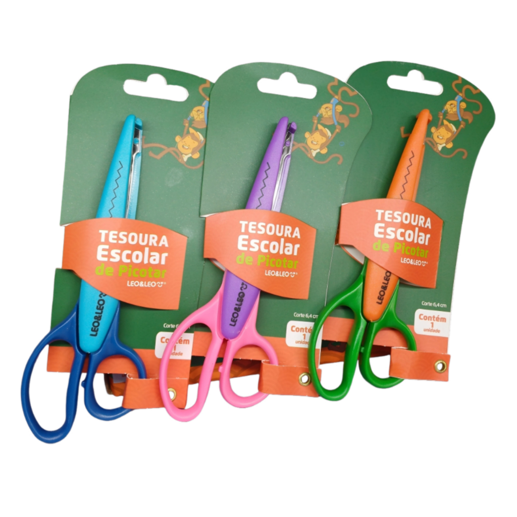Tesoura Escolar de Picotar Zig Zag Corte 6,4cm Leo&Leo