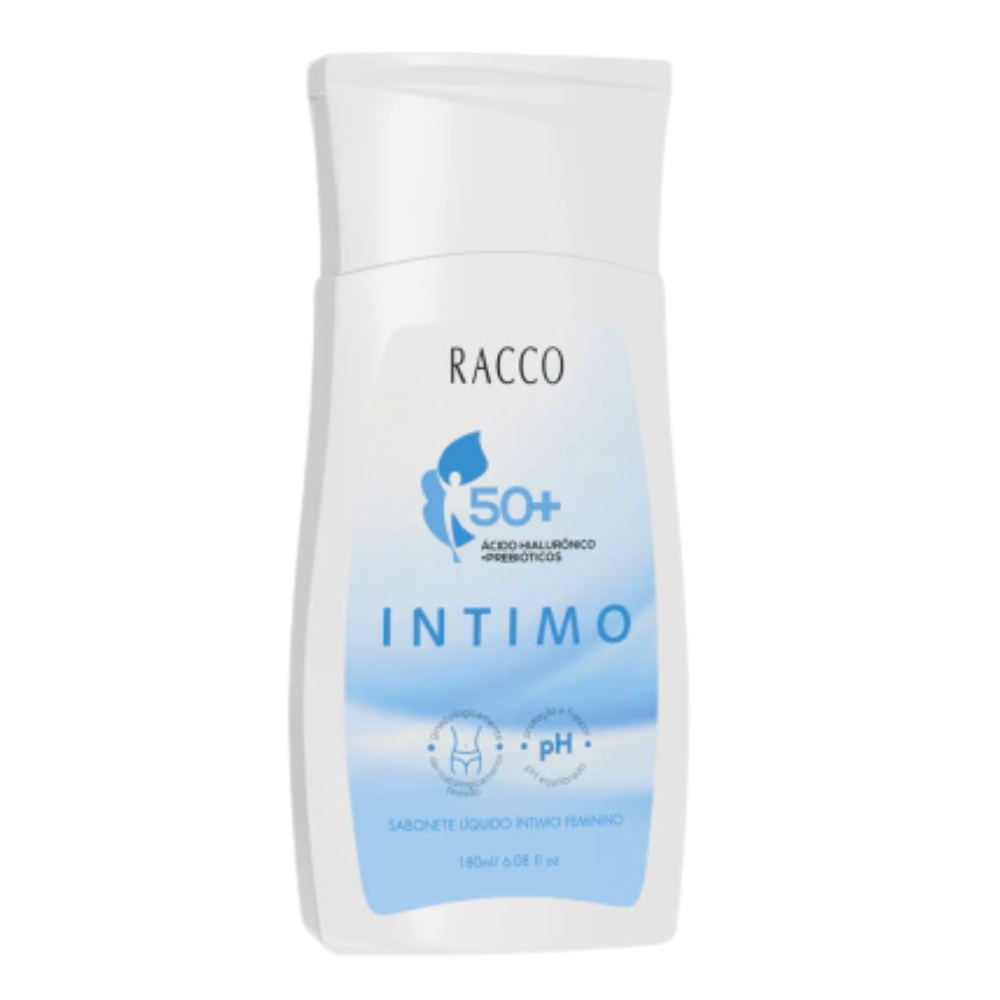 Sabonete Líquido intimo 50 + Hidratante para mulheres maduras ou Menopausa Feminino Racco 180ml