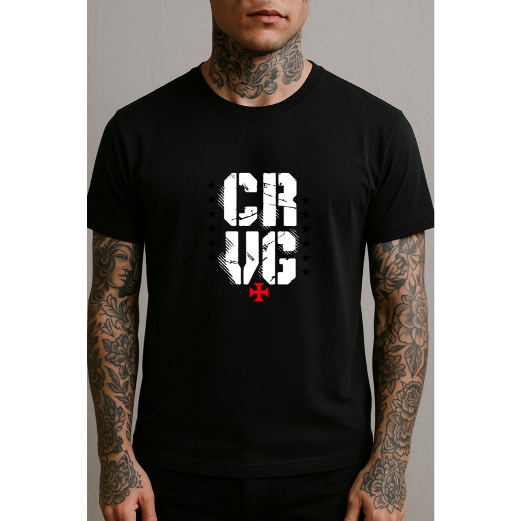 Camiseta Blusa T-shirt Torcedor Clube Regatas Vasco da Gama Estampada Personalizada 100% Algodão