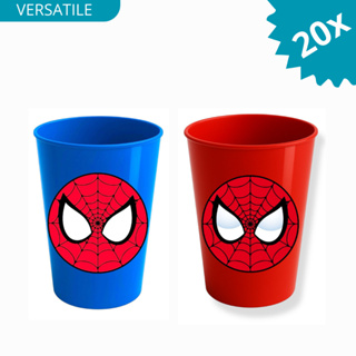 Kit 20 Copos de Plástico Reutilizáveis de Plástico 380ml Homem Aranha Para festas Crianças presente em Oferta na Shopee