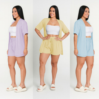 Conjunto Feminino Varias Cores Kimono e Short Confortavel Verão 2026 Level em Oferta na Shopee