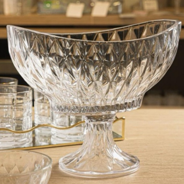 Centro de Mesa de Cristal Ecológico com Pé Diamond 28cm x 15cm x 22,5cm - Lyor