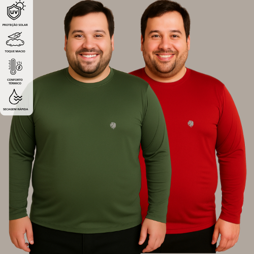 Kit C/2 Blusas Unissex Camisa Manga Longa Uv Térmica Plus Size em Oferta na Shopee
