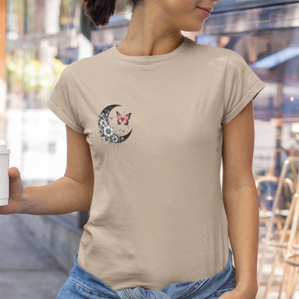 Camiseta Baby Look Premium Feminina T-shirt Estampada Lua Camisa Manga Curta 100% Algodão Plus Size em Oferta na Shopee