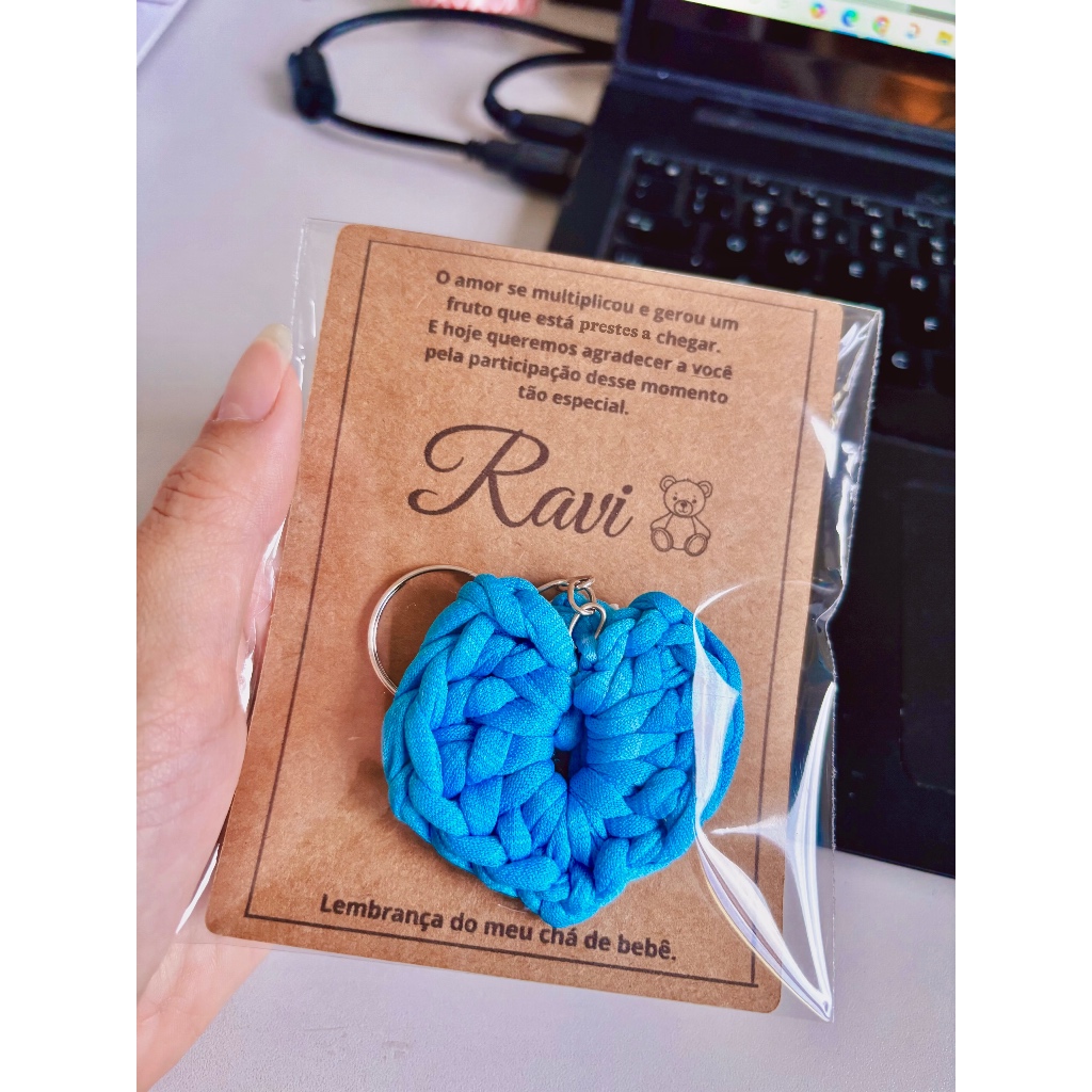 10 Chaveiro de coração + Tag personalizada chá de bebê chá revelação visita casamento