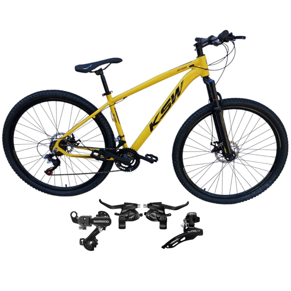 Bicicleta Aro 29 KSW XLT100 21 Velocidades Shimano Freio a Disco Mtb Freios e Trocadores Shimano