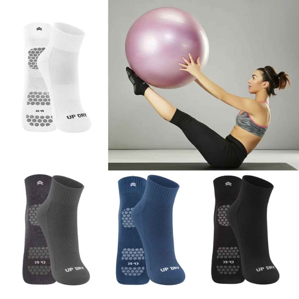 Kit 6 Pares Meia Antiderrapante Up Dry Hidroginástica Pilates Yoga Respirável Sola Emborrachada em Oferta na Shopee