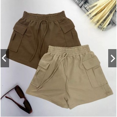 Kit 2 Peças Short Cargo Feminino Moletom Moletinho Shortinho Soltinho Confortável Algodão