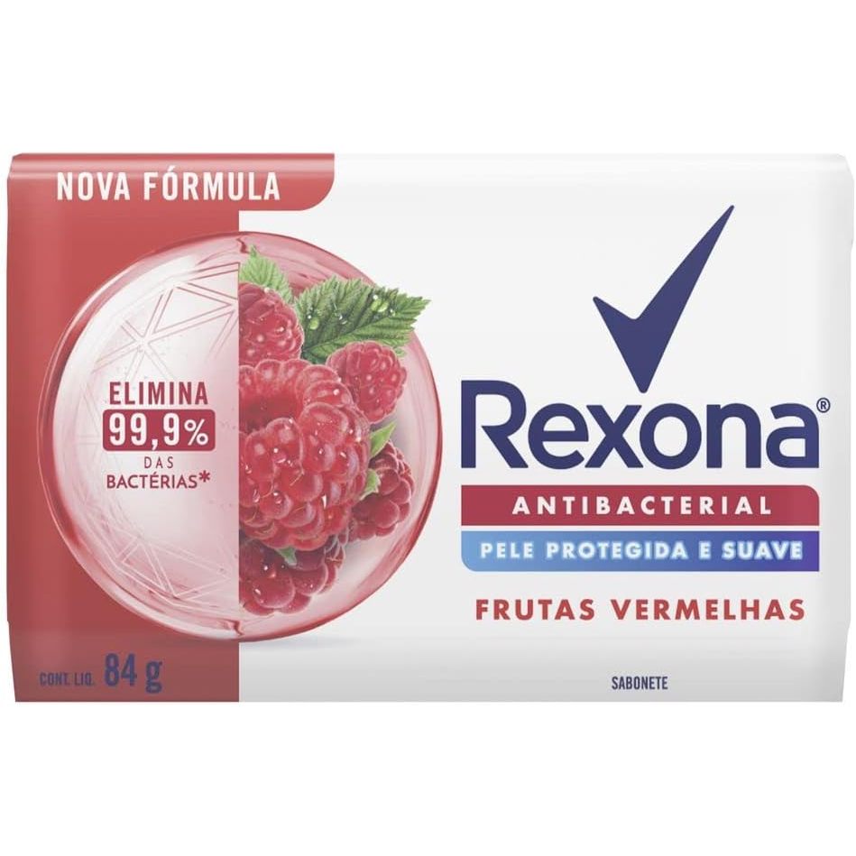 Sabonete Em Barra Rexona Antibacterial Frutas Vermelhas 84g em Oferta na Shopee