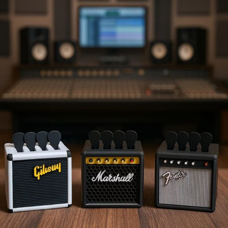 Mini Amplificador Porta Palheta Marshall Gibson Fender Orange Guitarra Violão Presente Decoração Música Coleção Completa — imagem 2 de 2