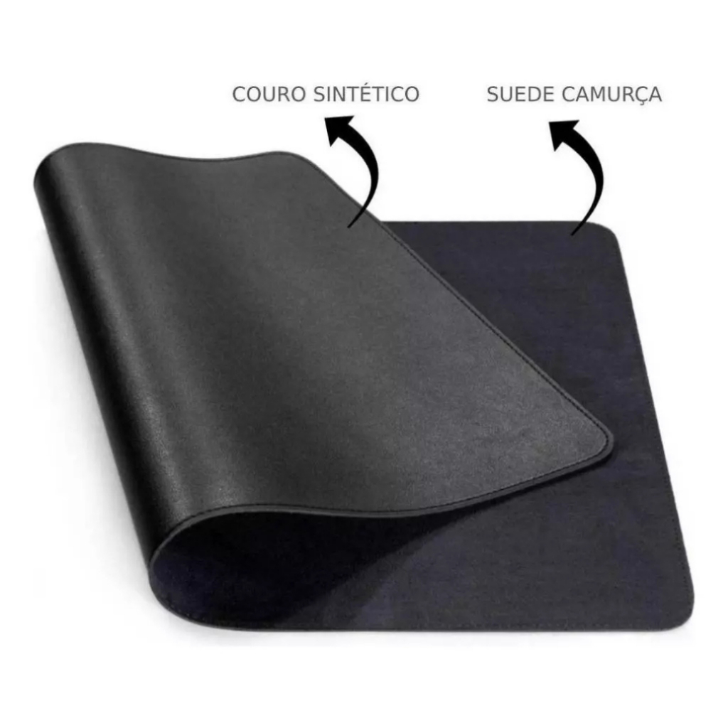 MousePad DeskPad 20x20cm Pequeno Couro Sintético Para Mouse Escritório Office + Porta Copos