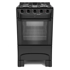 Fogão Mueller Preto Fosco 4 Bocas com mesa esmaltada e acendimento - MFI4BC Bivolt