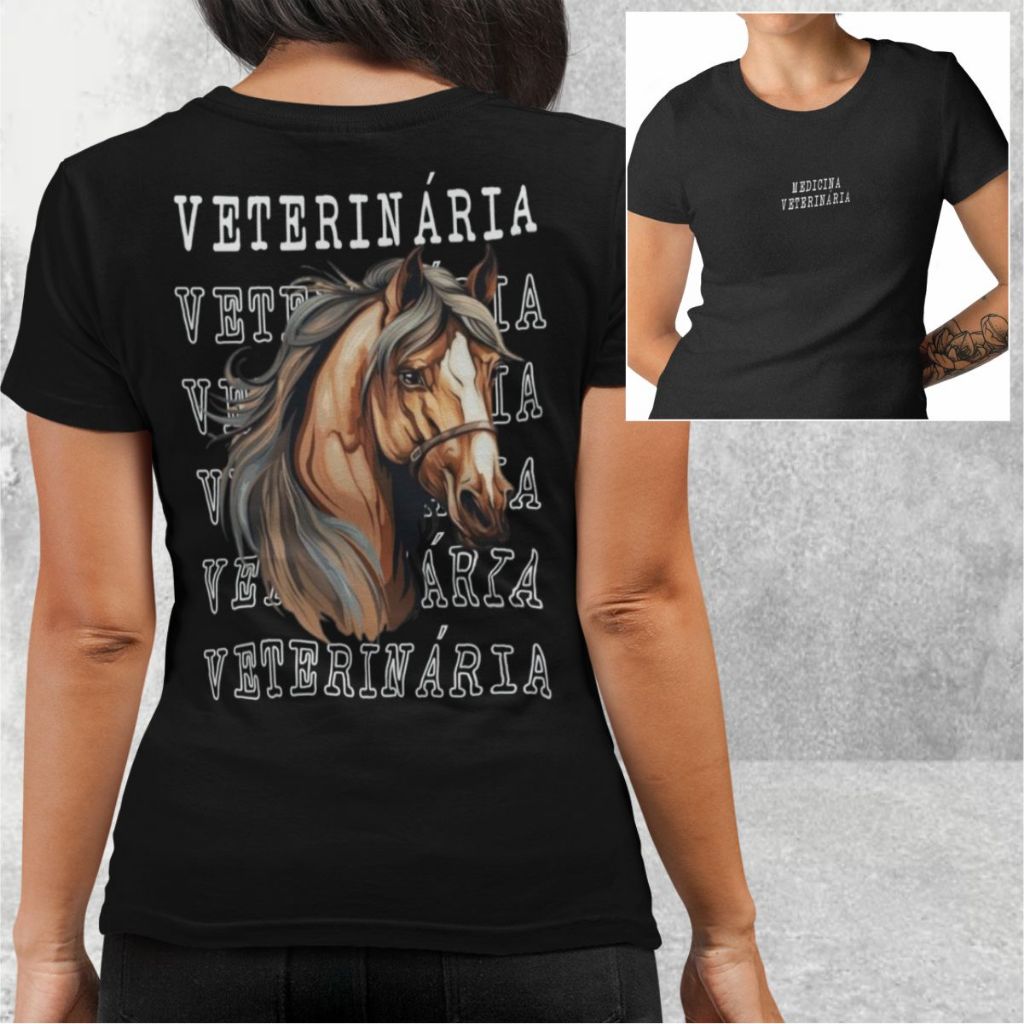 Babylook Medicina Veterinária Camiseta Feminina Veterinária 100% Algodão Premium