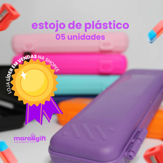 05 Estojos de plástico (escolar, para organização, lembrancinhas) em Oferta na Shopee