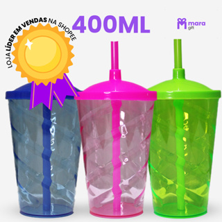 50, 60, 75 e 100 Copos Twister 400ml, Para Festas, Coloridos Com Tampa E Canudo, Copos Plásticos em Oferta na Shopee