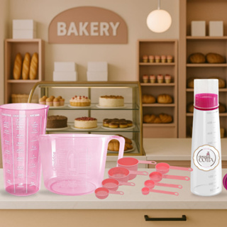 kit conjunto Enxoval de casa Cozinha 11 peças rosa  para confeiteiros Jarra, Copo, Colheres e Regador Medida em Oferta na Shopee