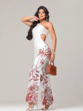 Vestido Longo Malha Sofisticado Chic Confortavél Único Patricinha Festa Barzinho  Azul Marrom em Oferta na Shopee