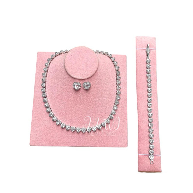 Conjunto Swarovsk Ariana Grande Colar + Pulseira + Brinco + Caixa Presente Coração Brilhiante Joias Femininas em Oferta na Shopee