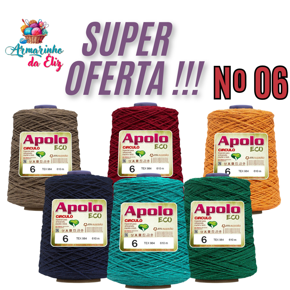 Barbante Apolo Eco Circulo Nº 06 - 600g - 610 M em Oferta na Shopee
