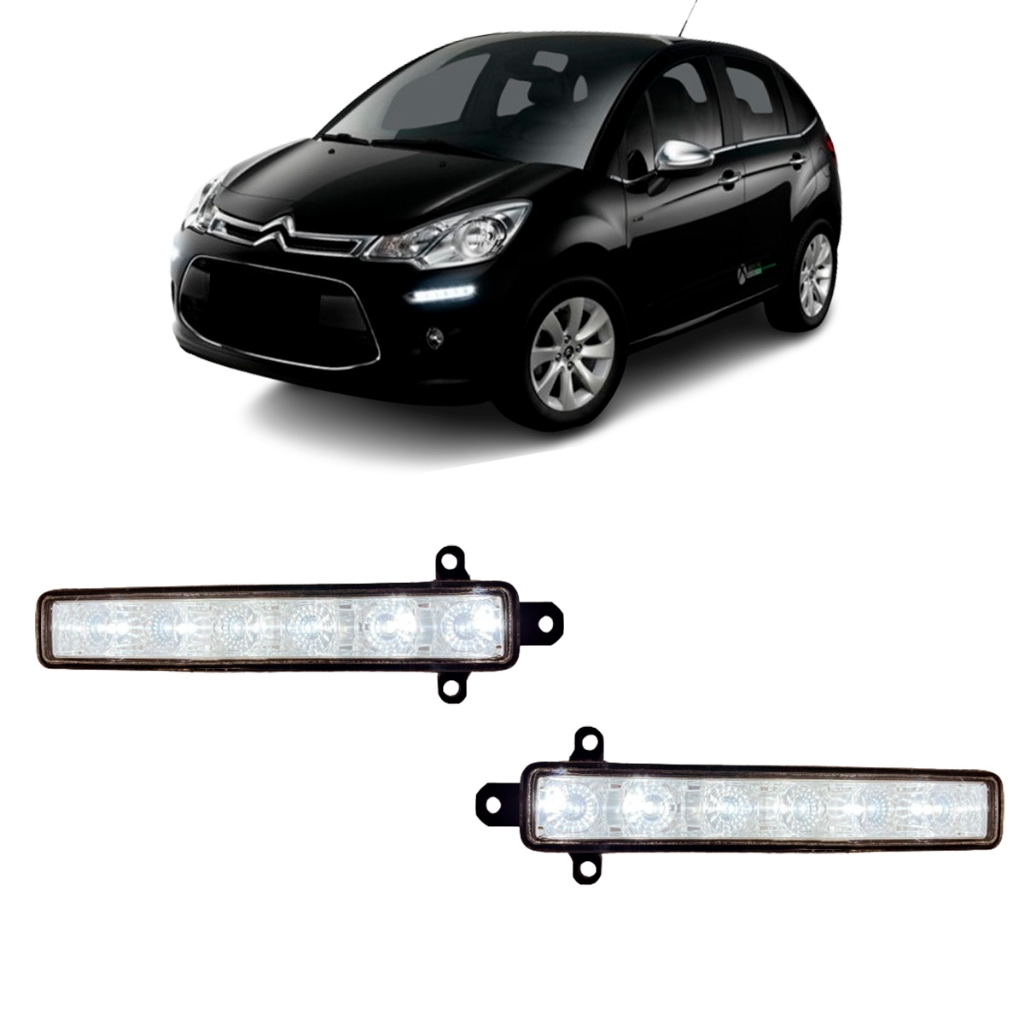 Farol De Milha Neblina Led Drl Citroen C3 2013 Até 2021 em Oferta na Shopee