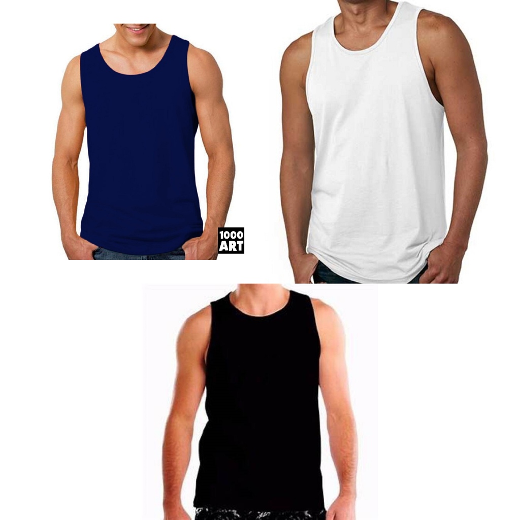 Kit com 3 regatas masculinas material 100% algodão em Oferta na Shopee