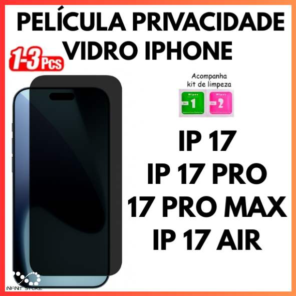 Película De Privacidade 3D Vidro Anti Spy Para Iphone 17/17 PRO/17 PRO MAX/17 AIR