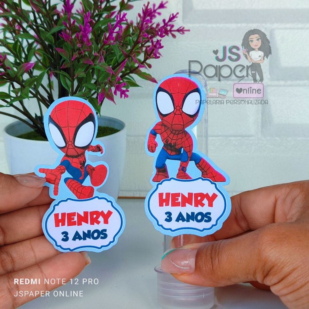 Aplique para Tubete Personalizado Spider/Lembrancinha de Festa e Decoração Homem Aranha/festa Spider