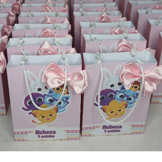 Sacolinha Bolofofos Menina - Lembrancinha - Aniversário - Sacolas Personalizadas - Papelaria Personalizada