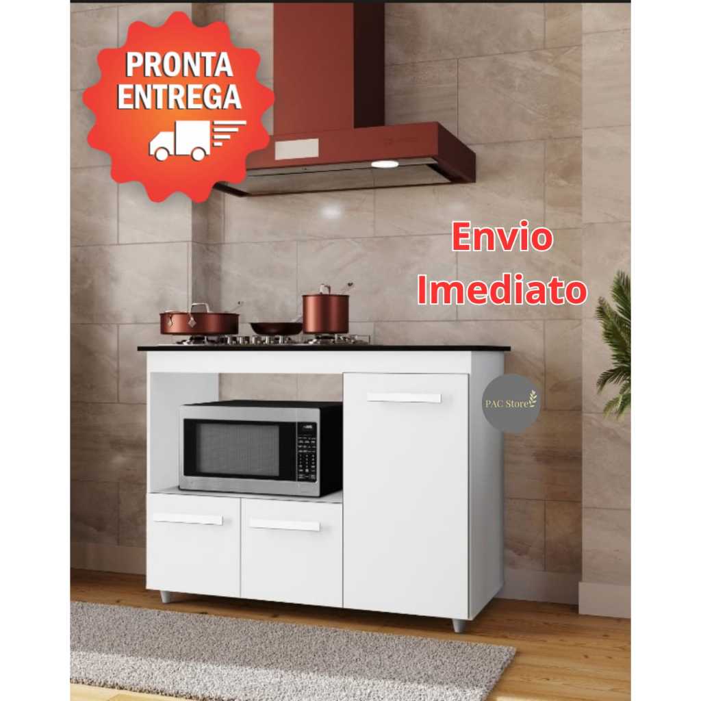Imagem Balcão Cooktop 3 Portas Com Espaço Para Forno - Envio Imediato