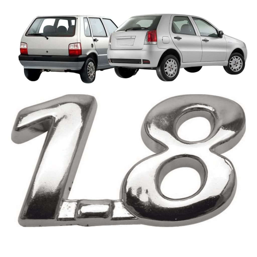 Emblema Letreiro 1.8 Carros Fiat 2000 a 2010 Cromado