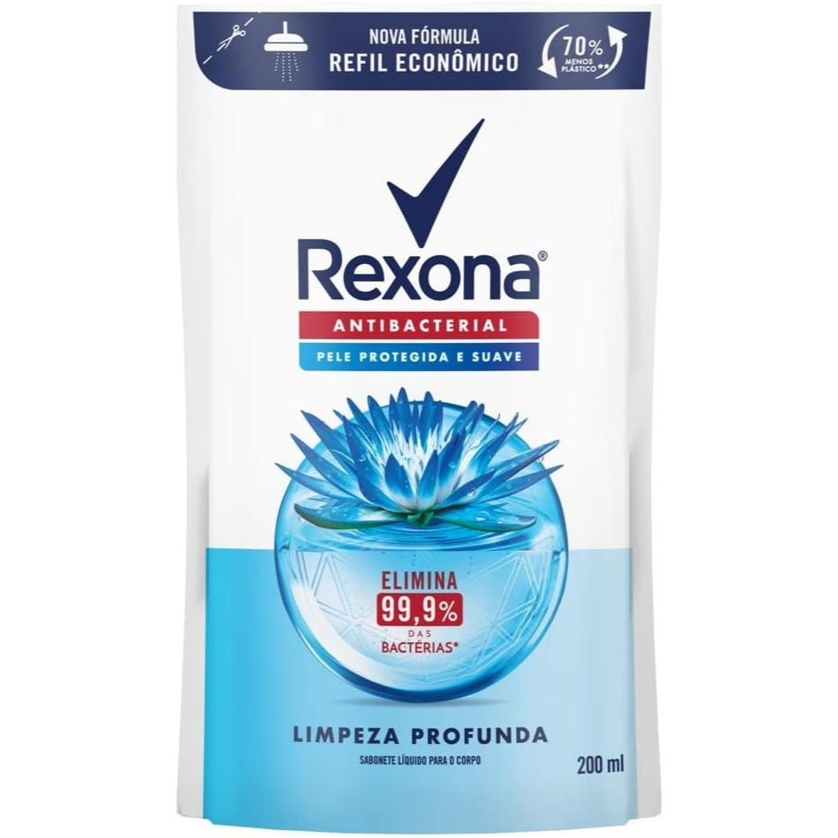 Sabonete Líquido Rexona Antibacterial Limpeza Profunda Refil 200ml em Oferta na Shopee