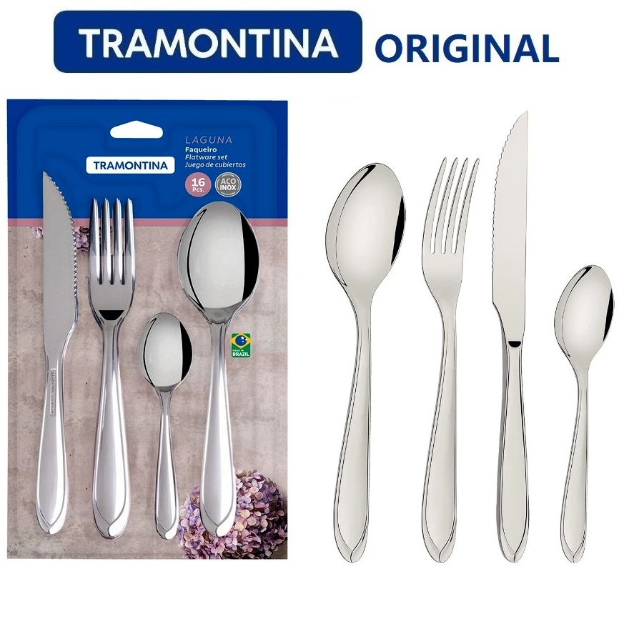 Faqueiro TRAMONTINA - Laguna - 16 peças - Aço Inox em Oferta na Shopee