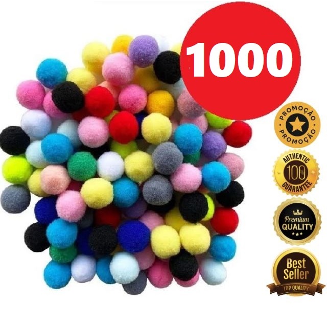 1000 Mini Pompons Coloridos 10mm – Ideal para Artesanato, Festas, Artes, Apliques e Laços