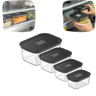 Kit De Potes De Vidro Herméticos Potes Para Marmita De Vidro Fitness Trava Fresh Lock 4 ou 3 peças em Oferta na Shopee