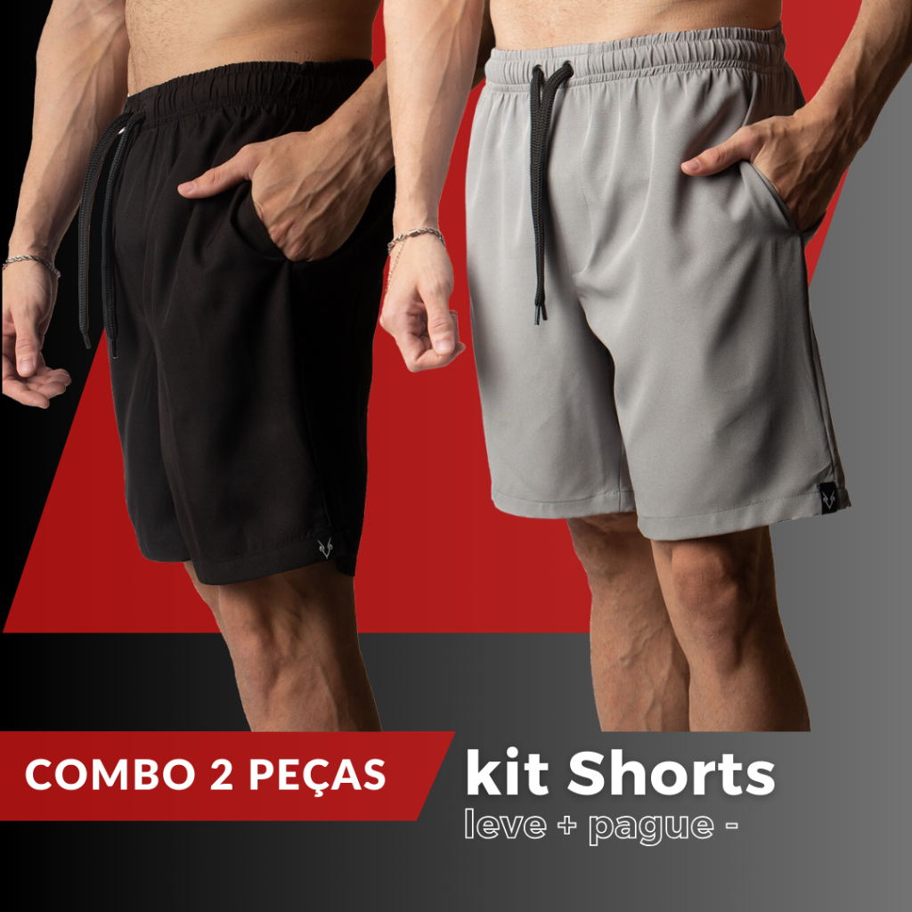Kit 2 Bermudas Masculinas Academia Treino Praia Dia a Dia Leves Confortáveis