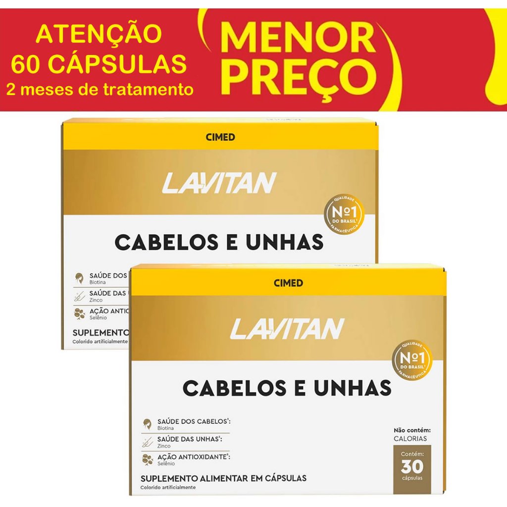 Kit 2 Lavitan Cabelos e Unhas 30 Comprimidos