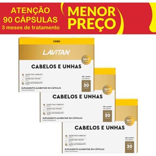 Kit 3 Lavitan Cabelos e Unhas 30 Comprimidos em Oferta na Shopee