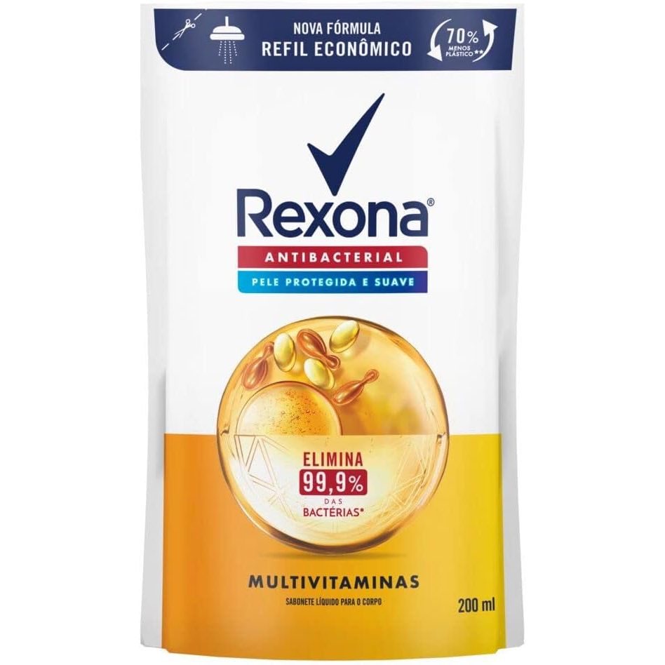 Sabonete Líquido Rexona Antibacterial Multivitaminas Refil 200ml em Oferta na Shopee