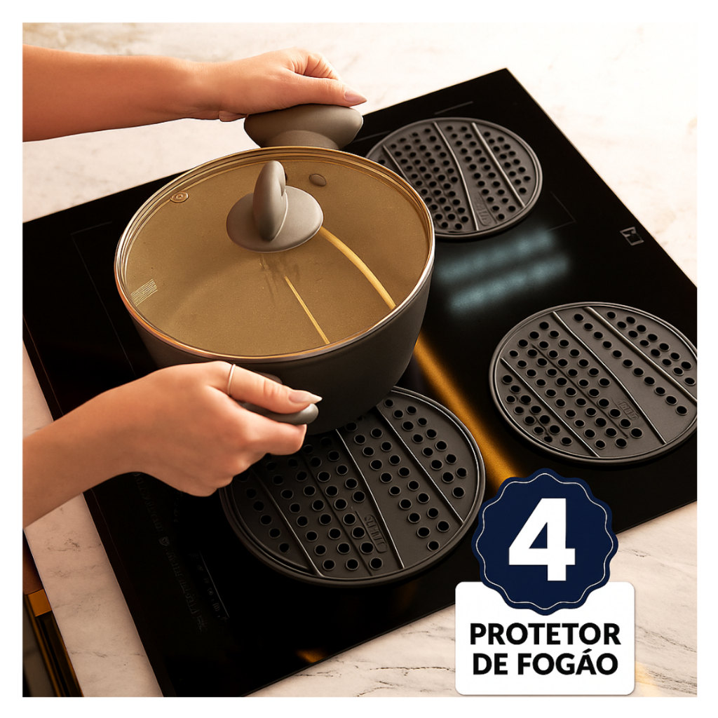 Imagem Kit 02 e 04 Protetor Silicone Fogão Indução Cooktop Antiderrapante