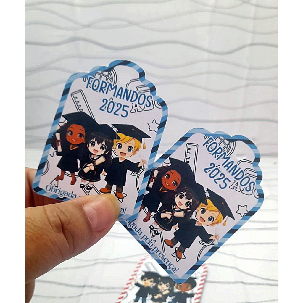 Aplique com furo Tag de Agradecimento FORMATURA ABC - personalizada para lembrancinhas e sacolinhas